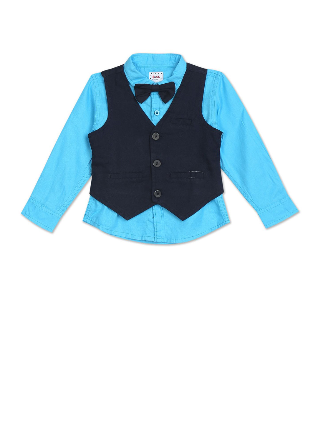 

Donuts Boys Blue Casual Shirt With Waistcoat