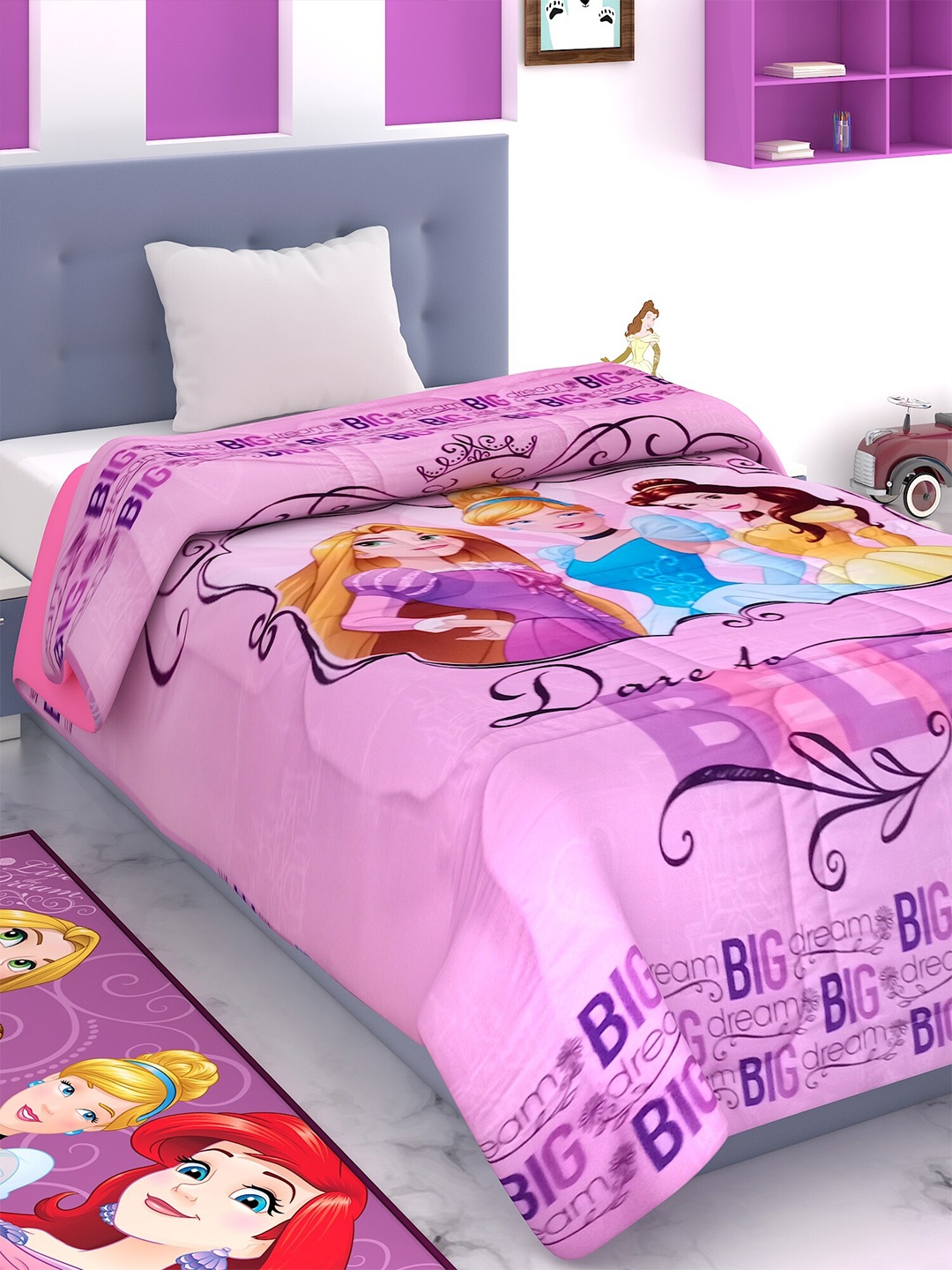 

Disney Multi Color Cartoon Characters AC Room 300 GSM Single Bed Comforter