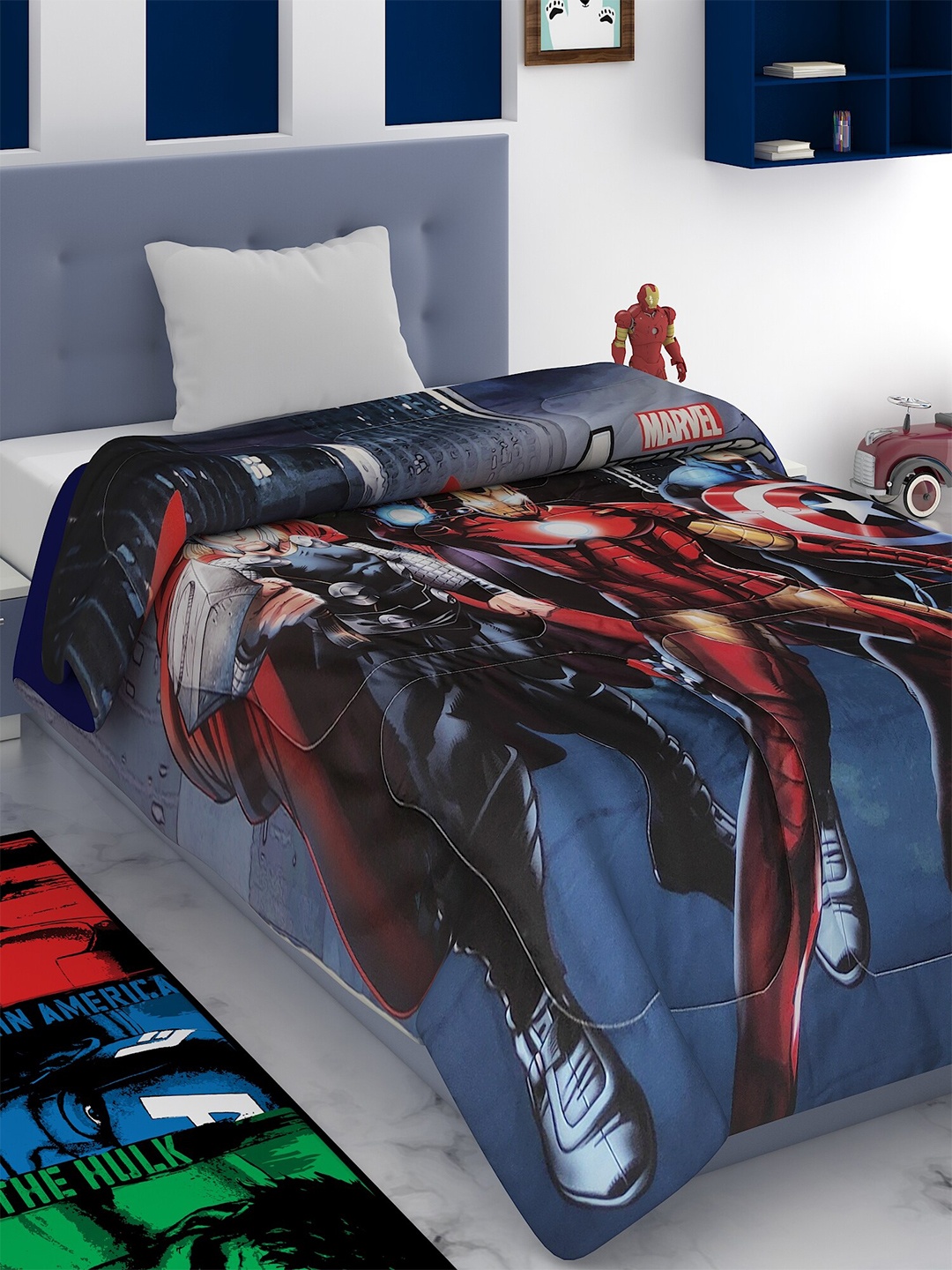 

Marvel Multicoloured Cartoon Characters AC Room 380 GSM Single Bed Comforter, Multi