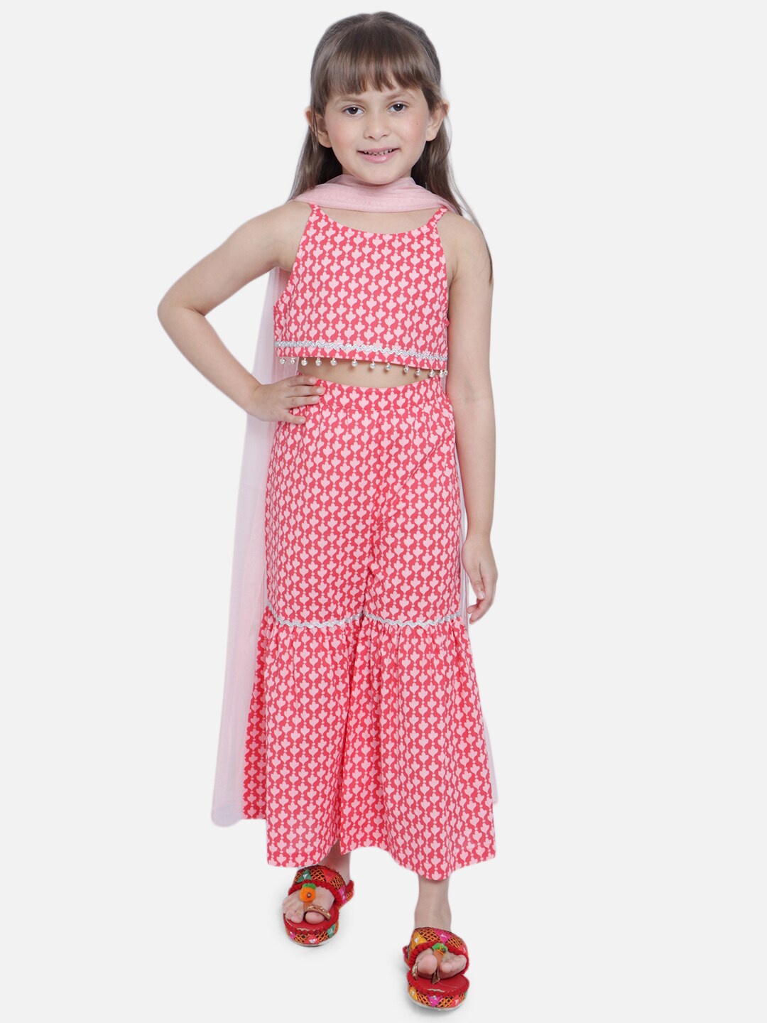 

Nauti Nati Red & White Printed Polka Dots Sharara Co-Ord Set