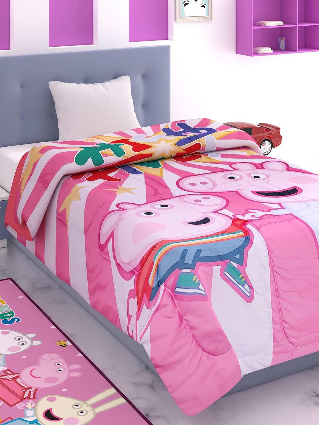 

Athom Trendz Multicoloured 380 GSM Single Bed Cartoon Characters AC Room Comforter, Multi