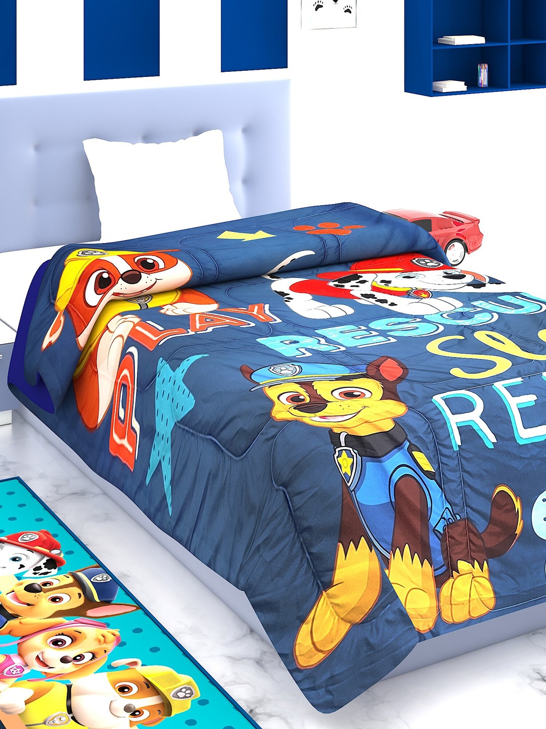 

Athom Trendz Blue & Yellow Cartoon Characters AC Room 380 GSM Single Bed Comforter