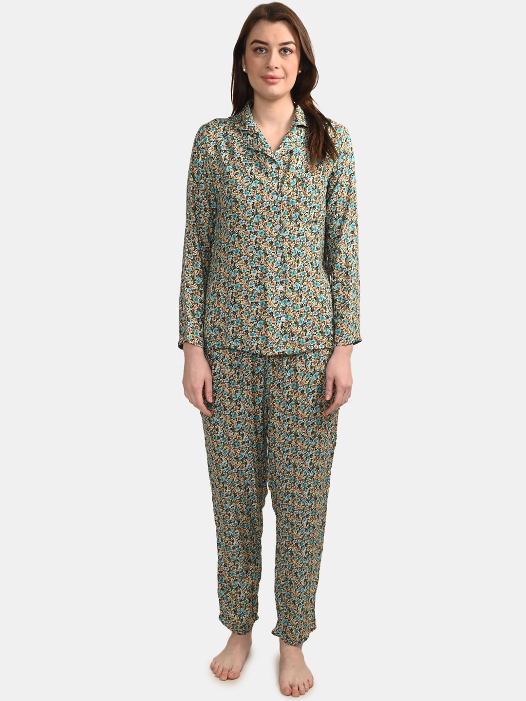 

BuckleUp Women Multicoloured Printed Night Suit, Multi