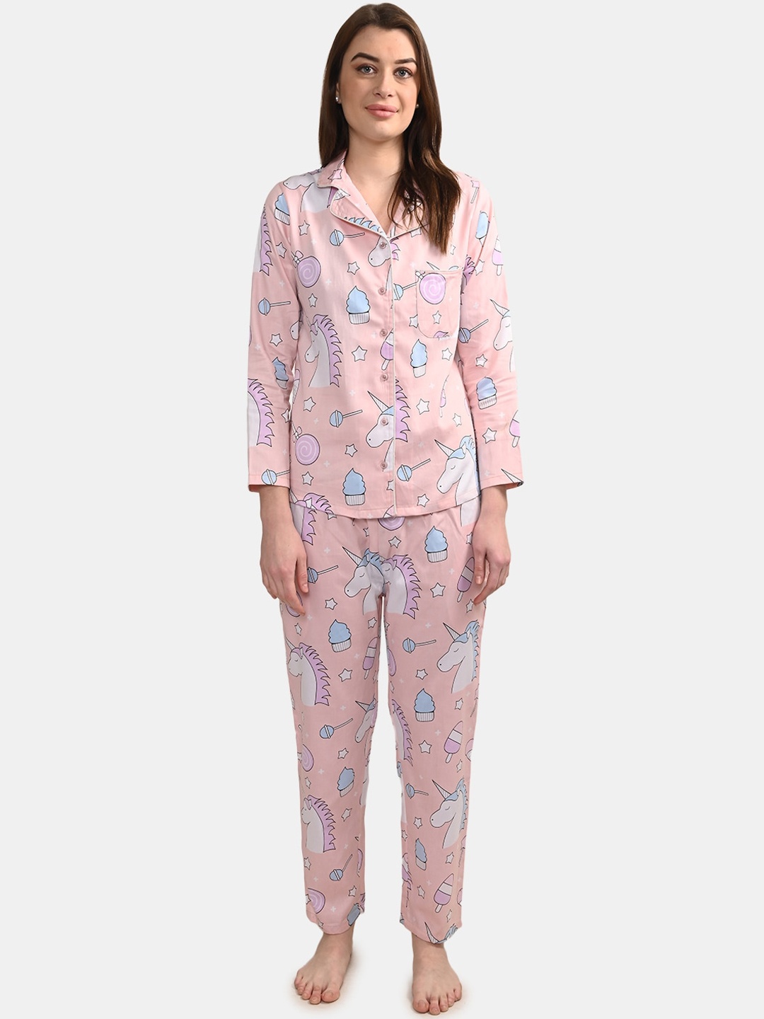 

BuckleUp Women Peach-Coloured Printed Night suit