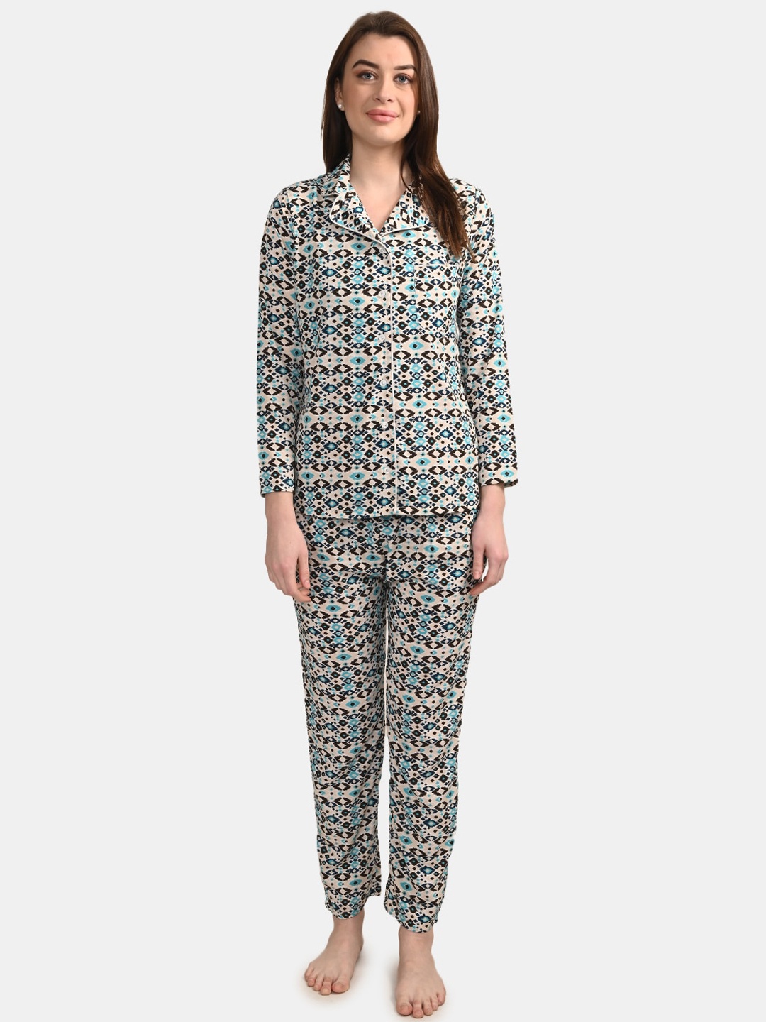 

BuckleUp Women Multicoloured Printed Night Suit, Multi