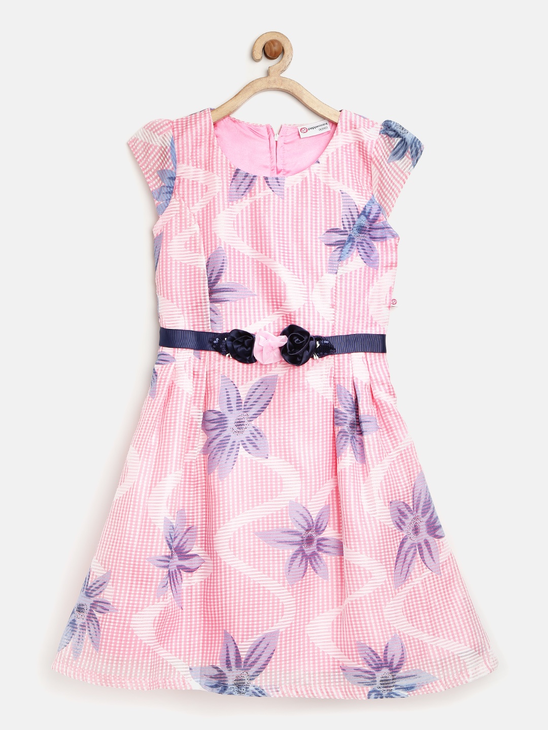 

Peppermint Girls Pink Floral Print A-Line Dress