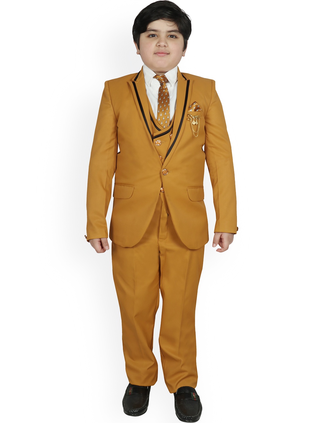 

SG YUVRAJ Boys Rust-Coloured Solid 4 PCs Party Suit