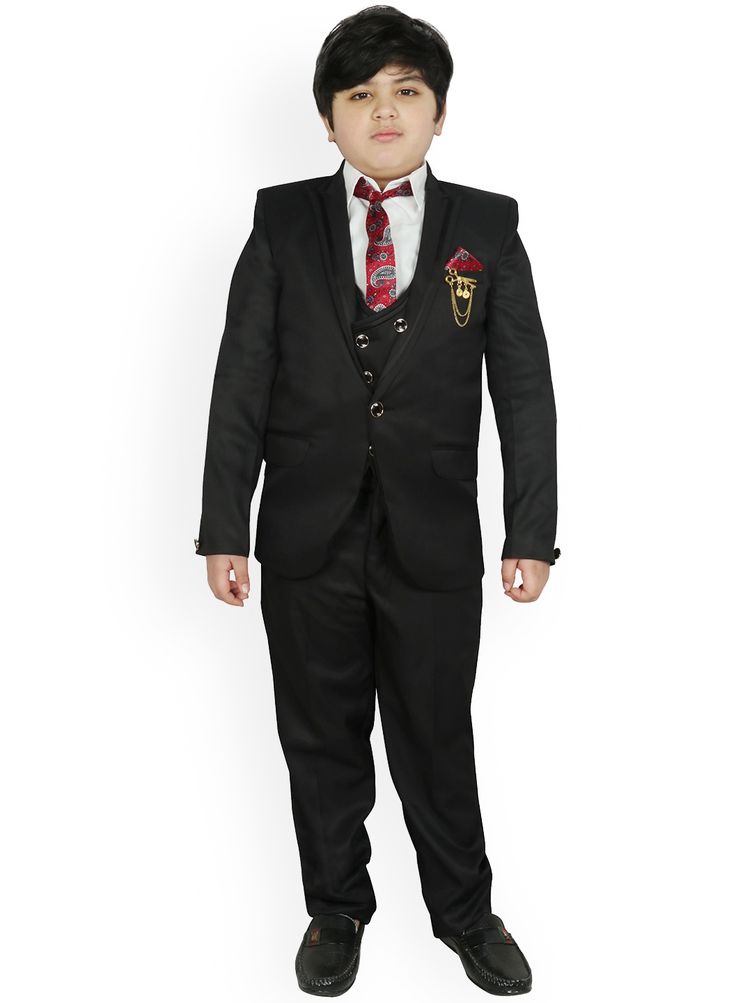 

SG YUVRAJ Boys Black Solid Party 4-Suit Set