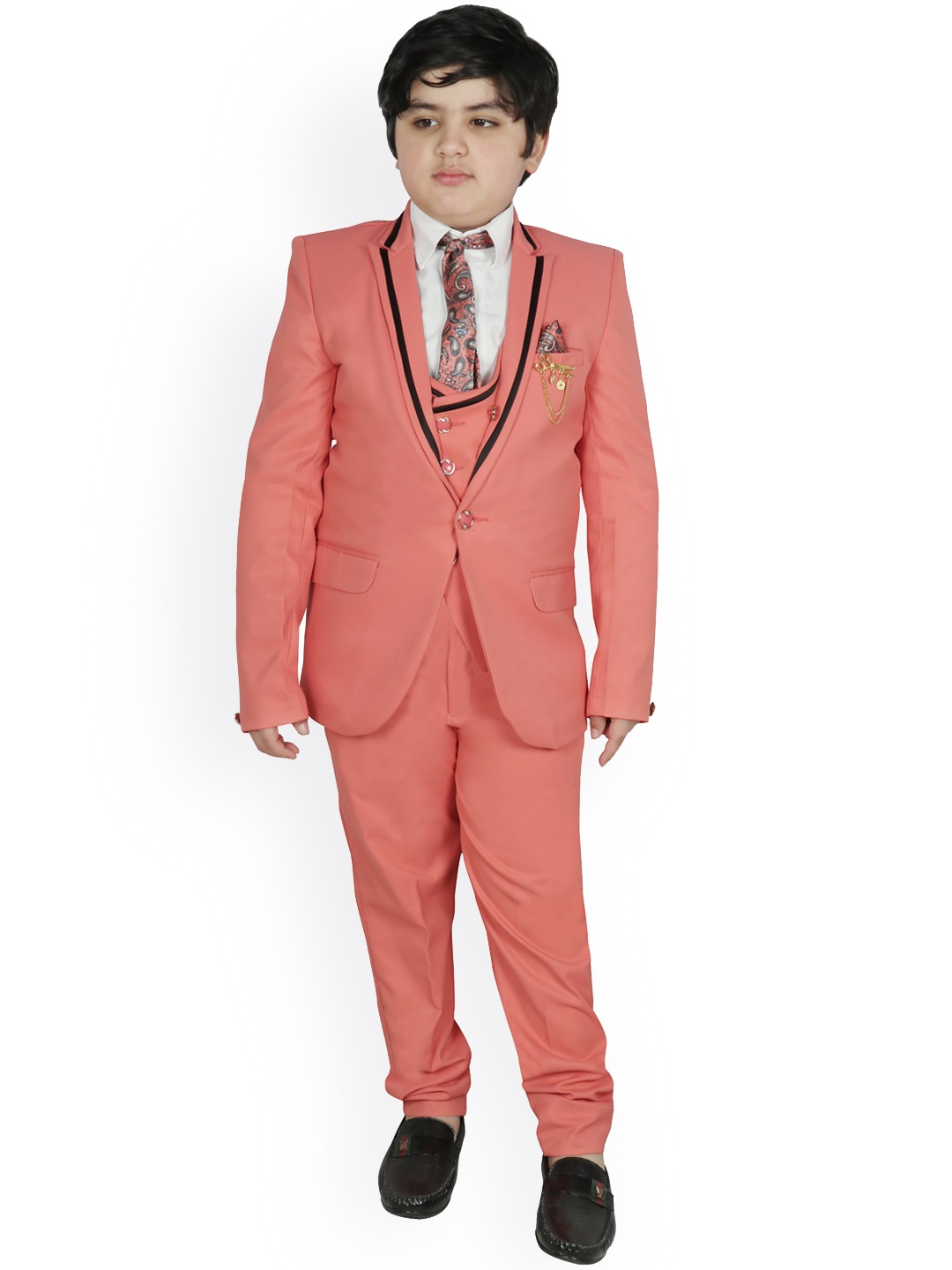 

SG YUVRAJ Boys Pink Solid 4 Piece Party Suit