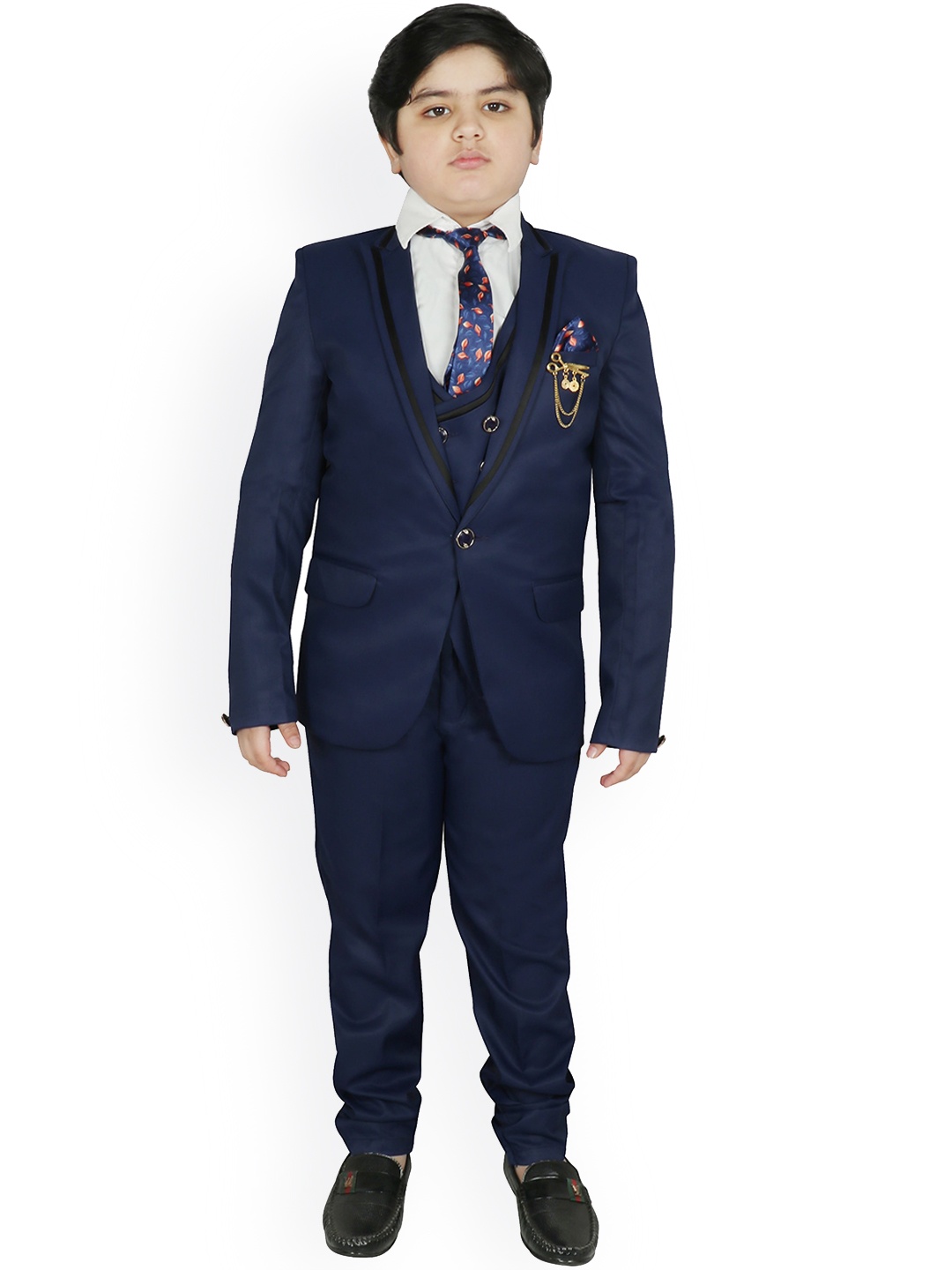 

SG YUVRAJ Boys Navy Blue Solid Suit Set