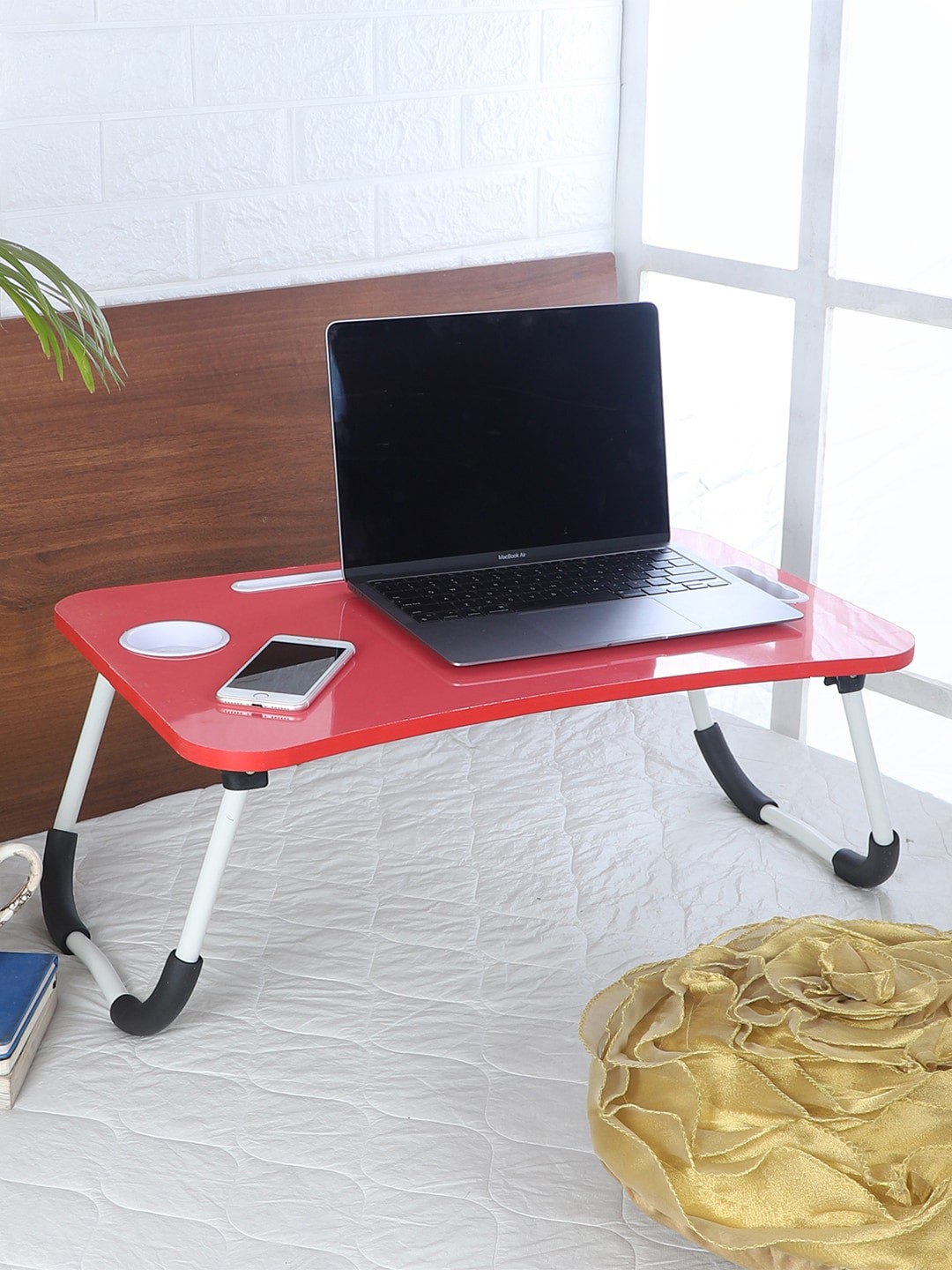 

CDI Red Solid Laptop Table With Cup Holder
