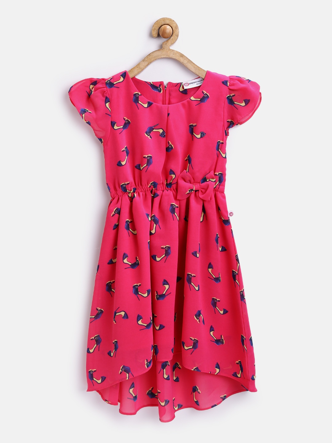 

Peppermint Girls Pink Printed Fit & Flare Dress