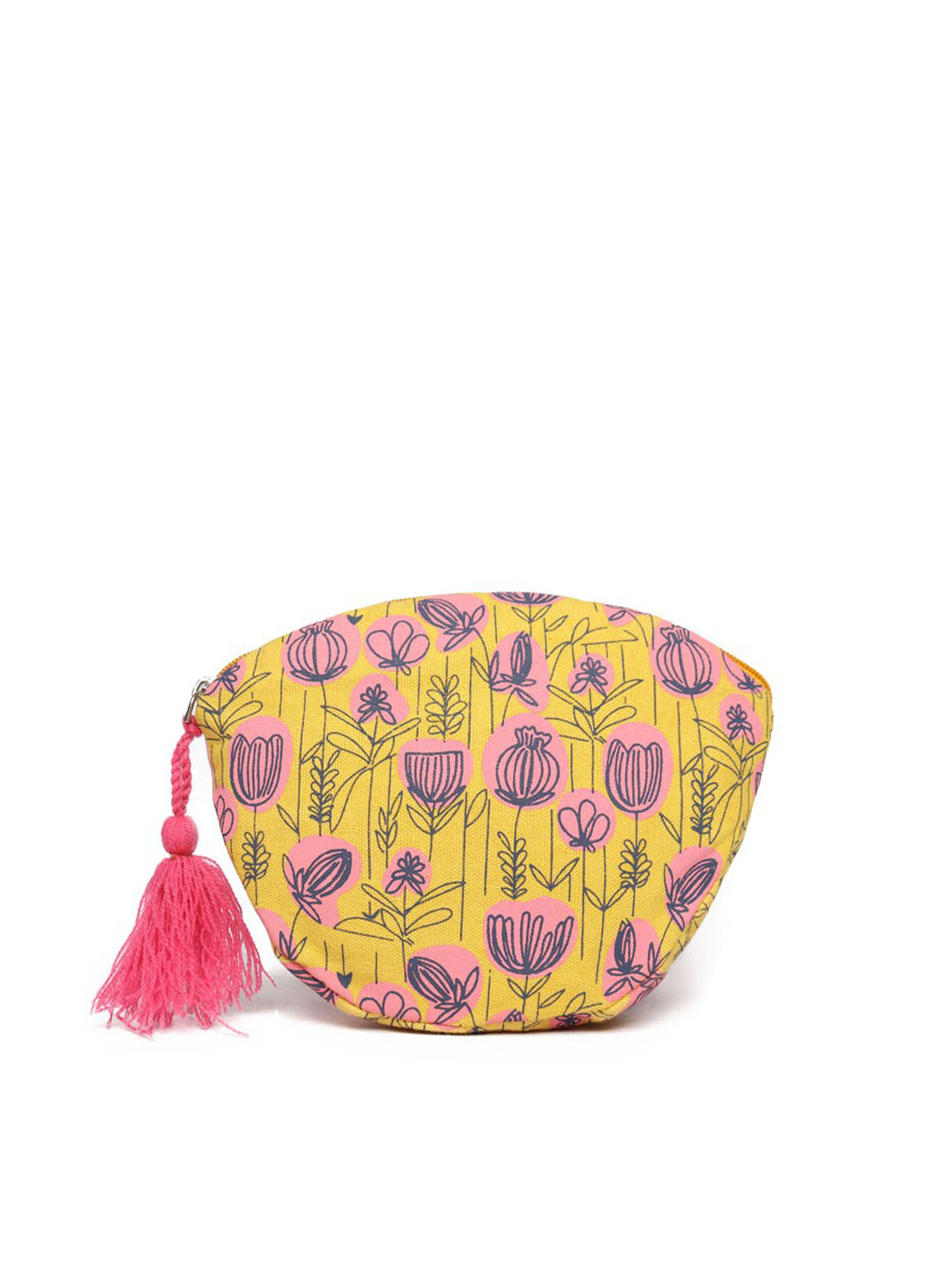 

ASTRID Women Yellow & Pink Floral Printed Canvas Envelope
