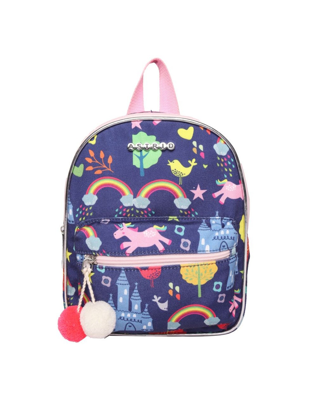 

ASTRID Unisex Kids Blue & Pink Graphic Printed Backpack