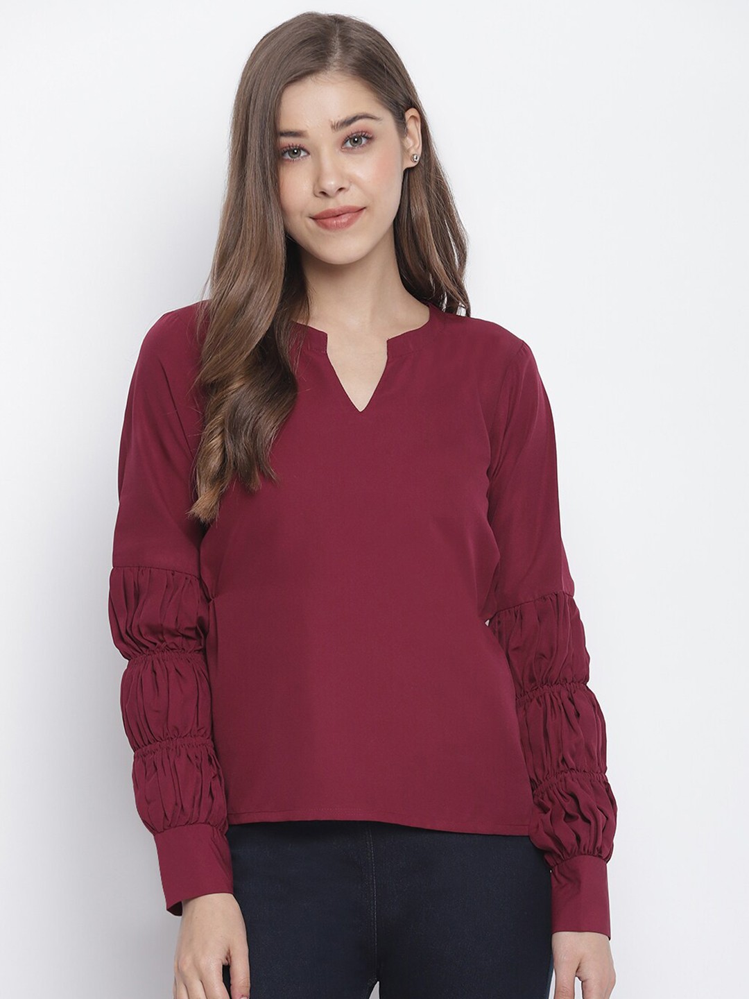 

Lagashi Purple Solid Crepe Top