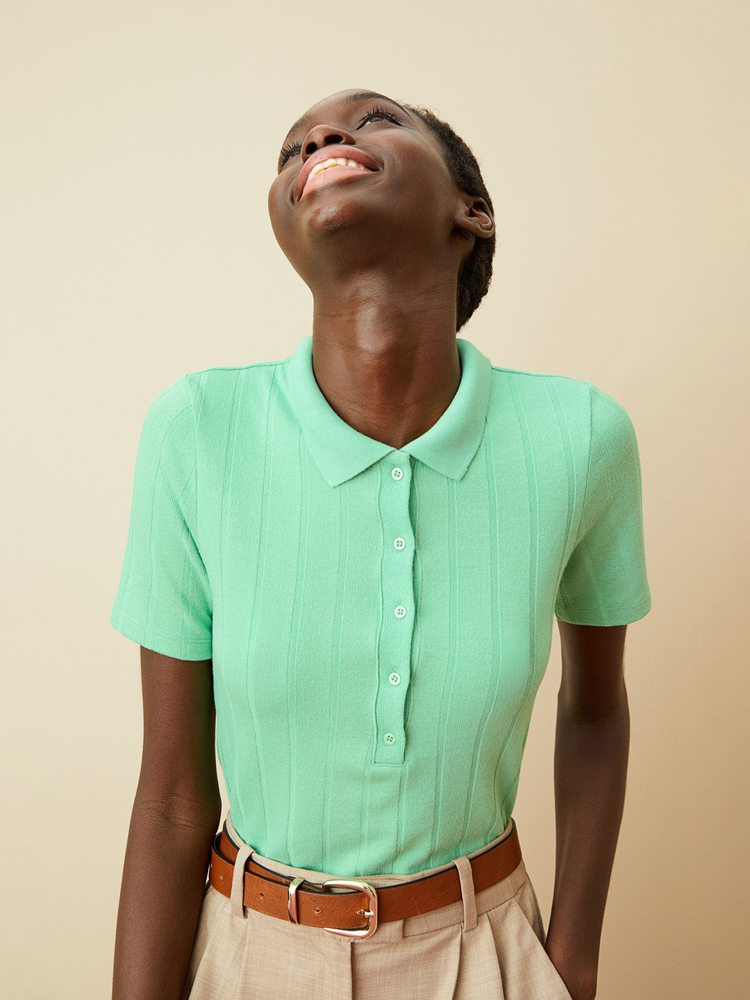 

H&M Green Rib-Knit Top