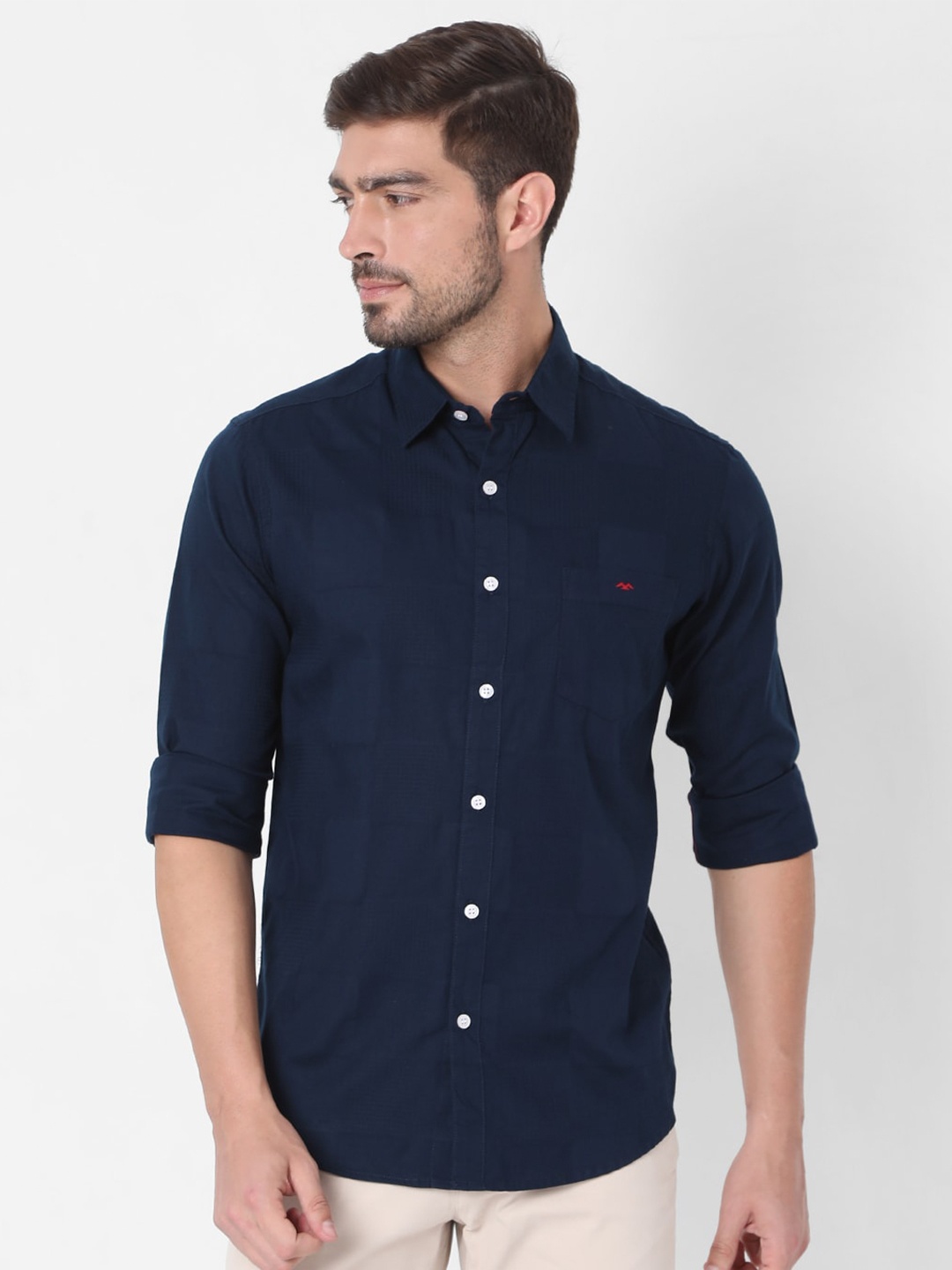 

Mufti Men Navy Blue Slim Fit Casual Shirt