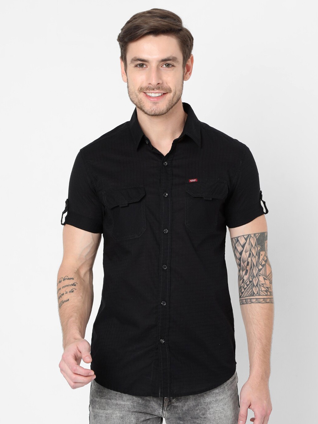 

Mufti Men Black Slim Fit Cotton Casual Shirt