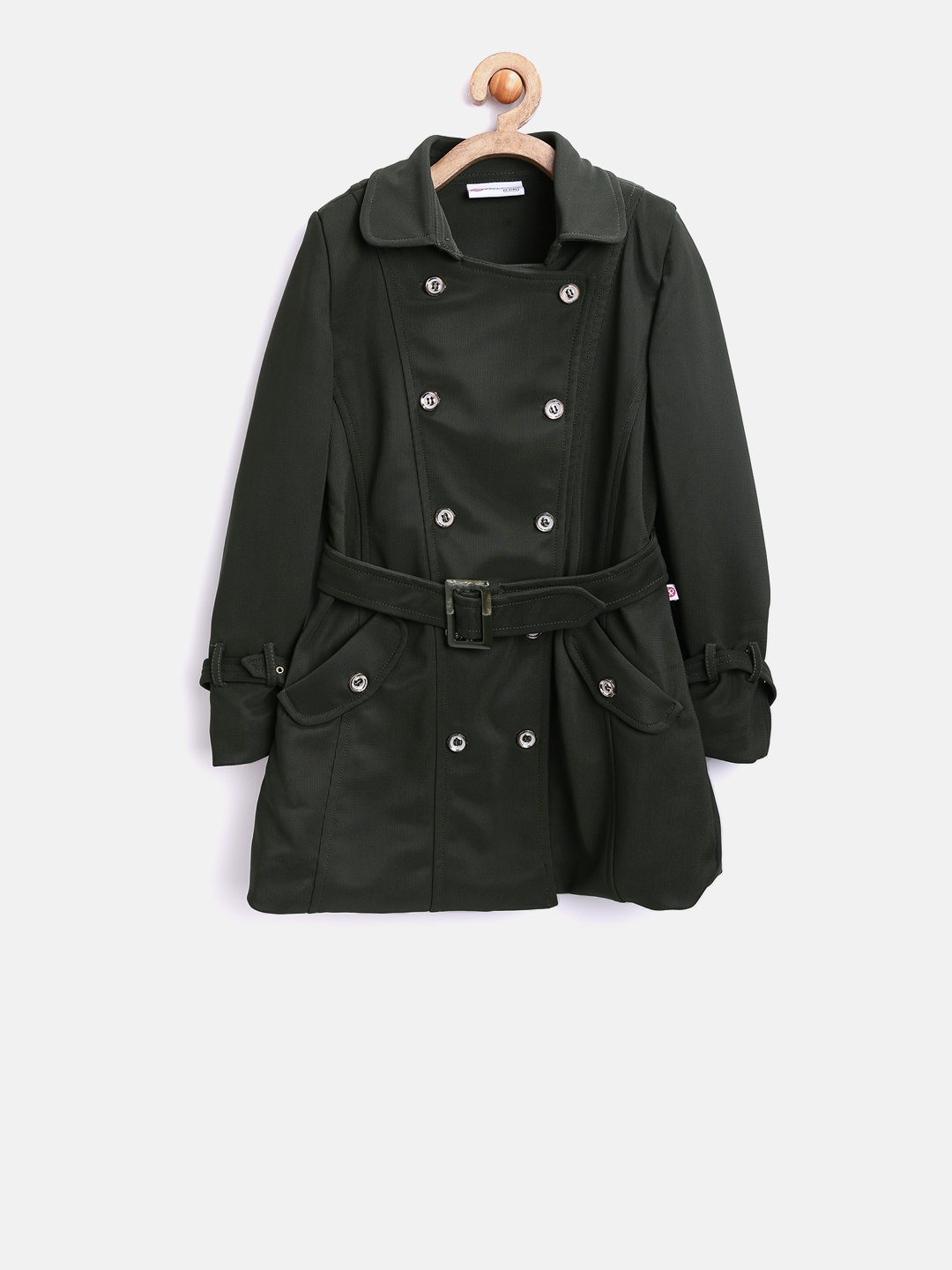 

Peppermint Girls Olive Green Double-Breasted Pea Coat