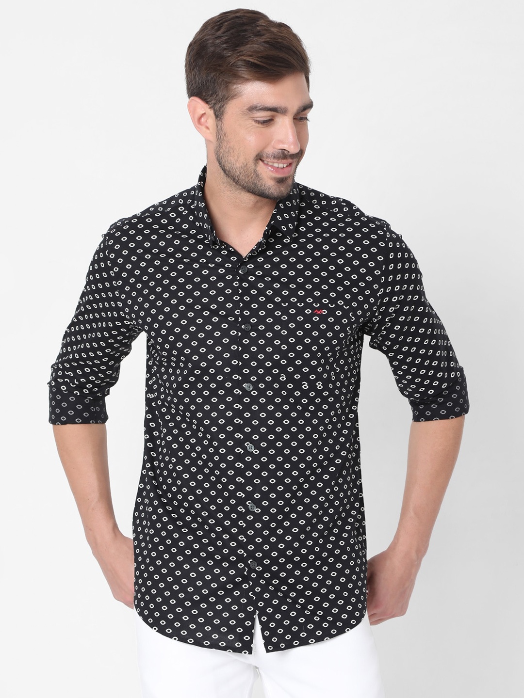 

Mufti Men Black Slim Fit Printed Casual Shirt