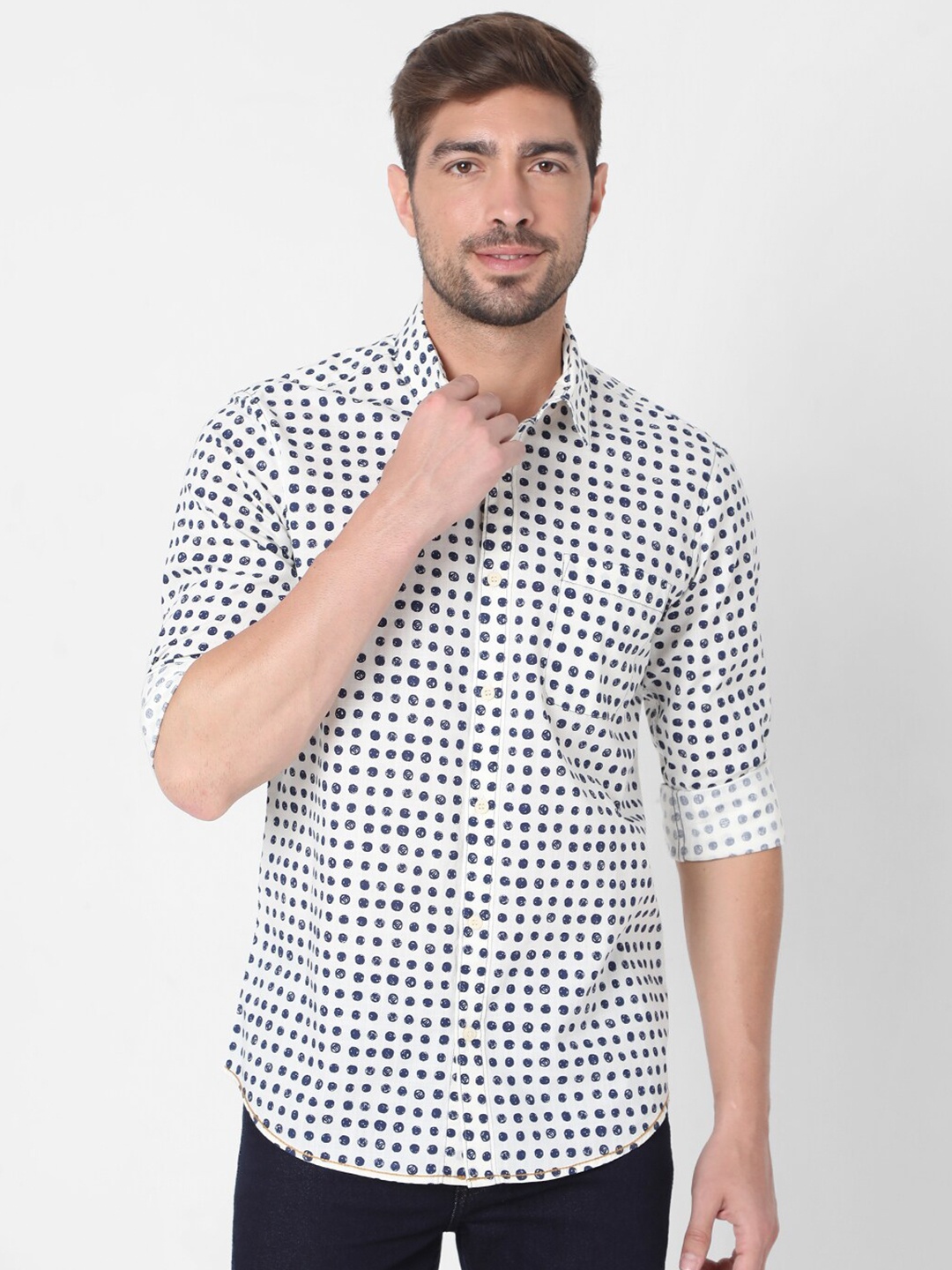 

Mufti Men White Slim Fit Printed Casual Shirt