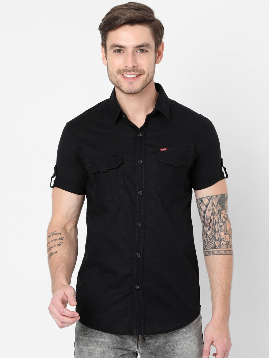 

Mufti Men Black Slim Fit Casual Shirt