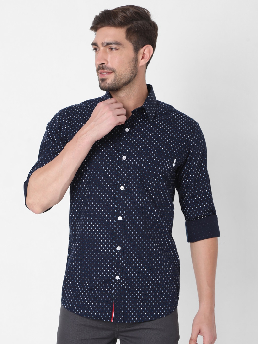 

Mufti Men Navy Blue Slim Fit Printed Casual Shirt