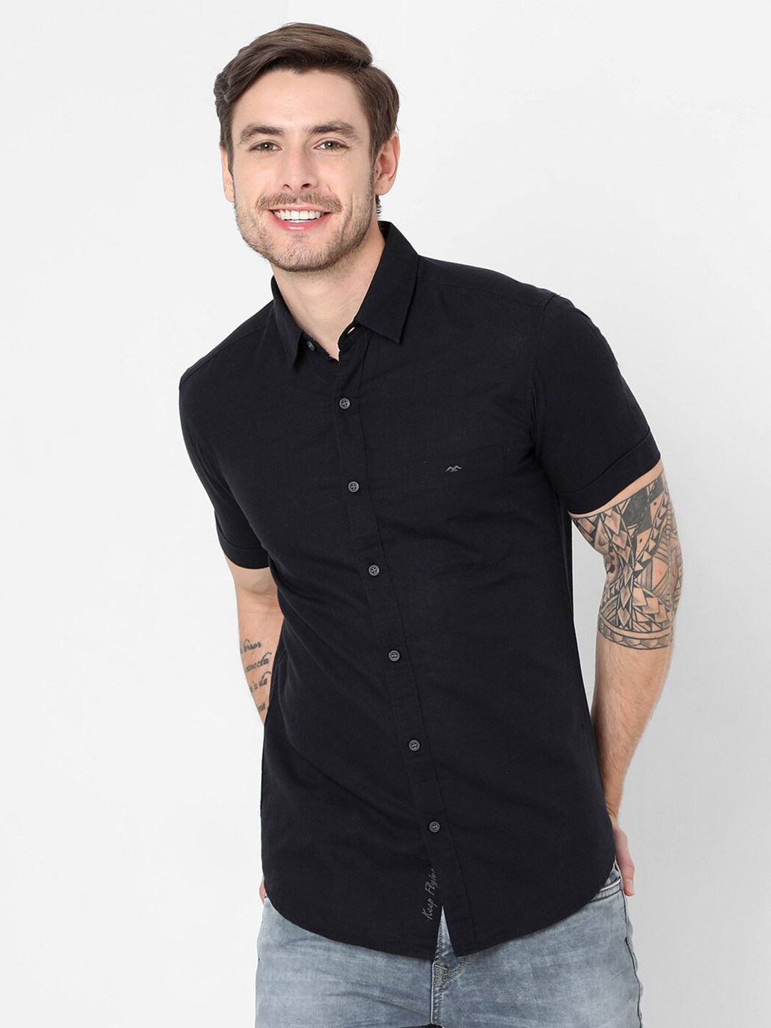 

Mufti Men Black Slim Fit Casual Shirt