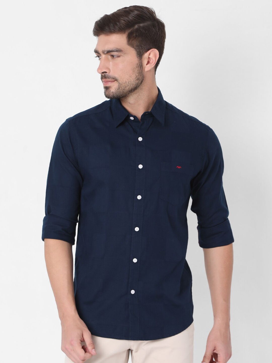 

Mufti Men Navy Blue Slim Fit Cotton Casual Shirt