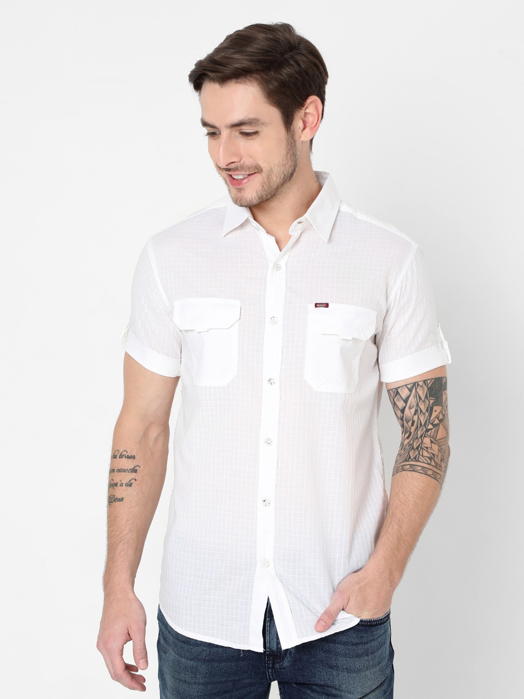 

Mufti Men White Slim Fit Cotton Casual Shirt