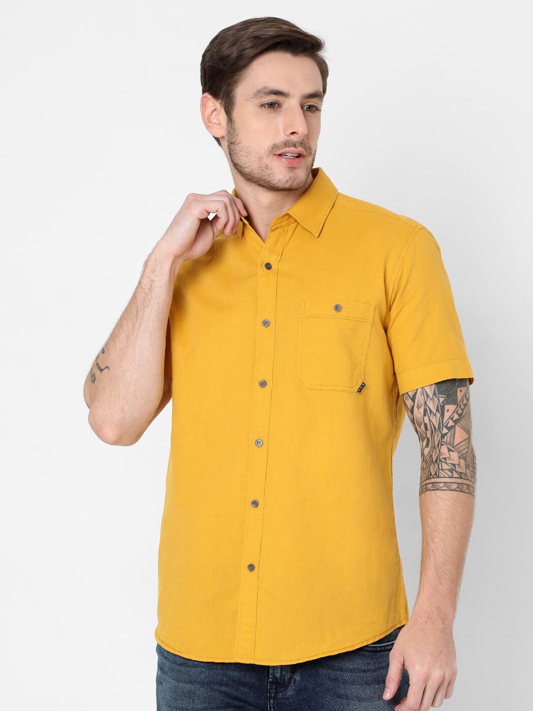 

Mufti Men Yellow Slim Fit Casual Shirt