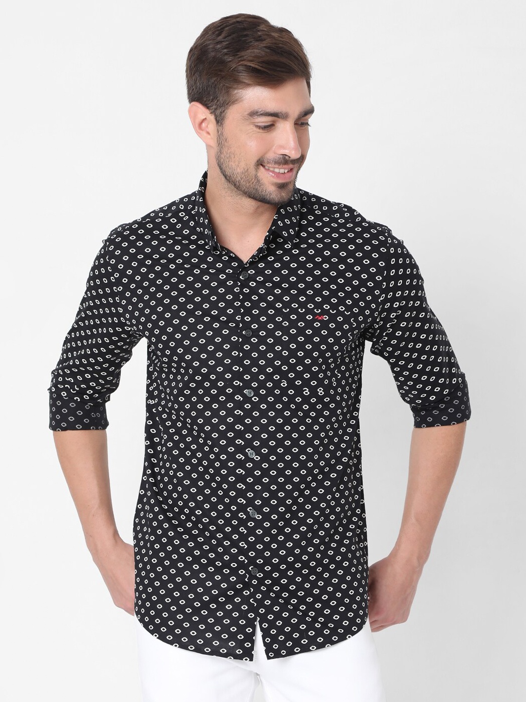 

Mufti Men Black Slim Fit Printed Casual Shirt