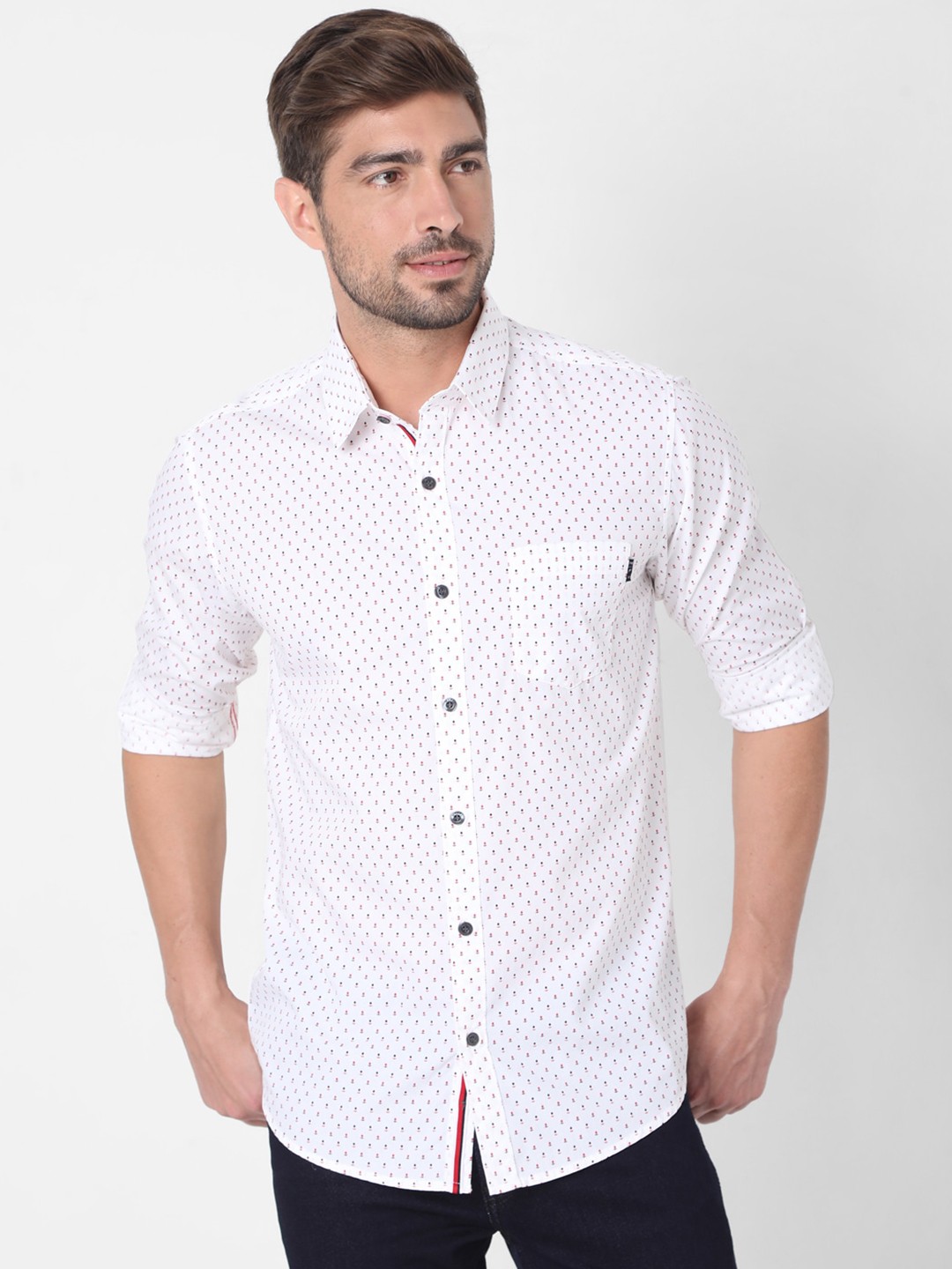

Mufti Men White Slim Fit Printed Casual Shirt