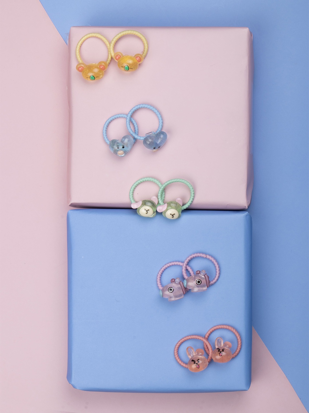 

Arendelle Girls Set Of 10 Yellow & Blue Ponytail Holders