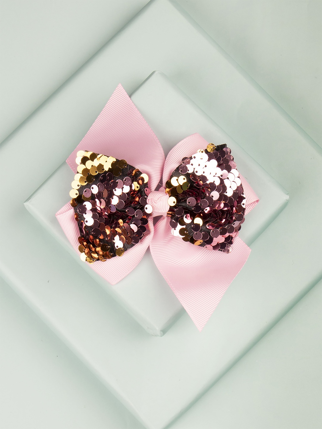

Arendelle Girls Pink & Brown Embellished Bow Hair Clip