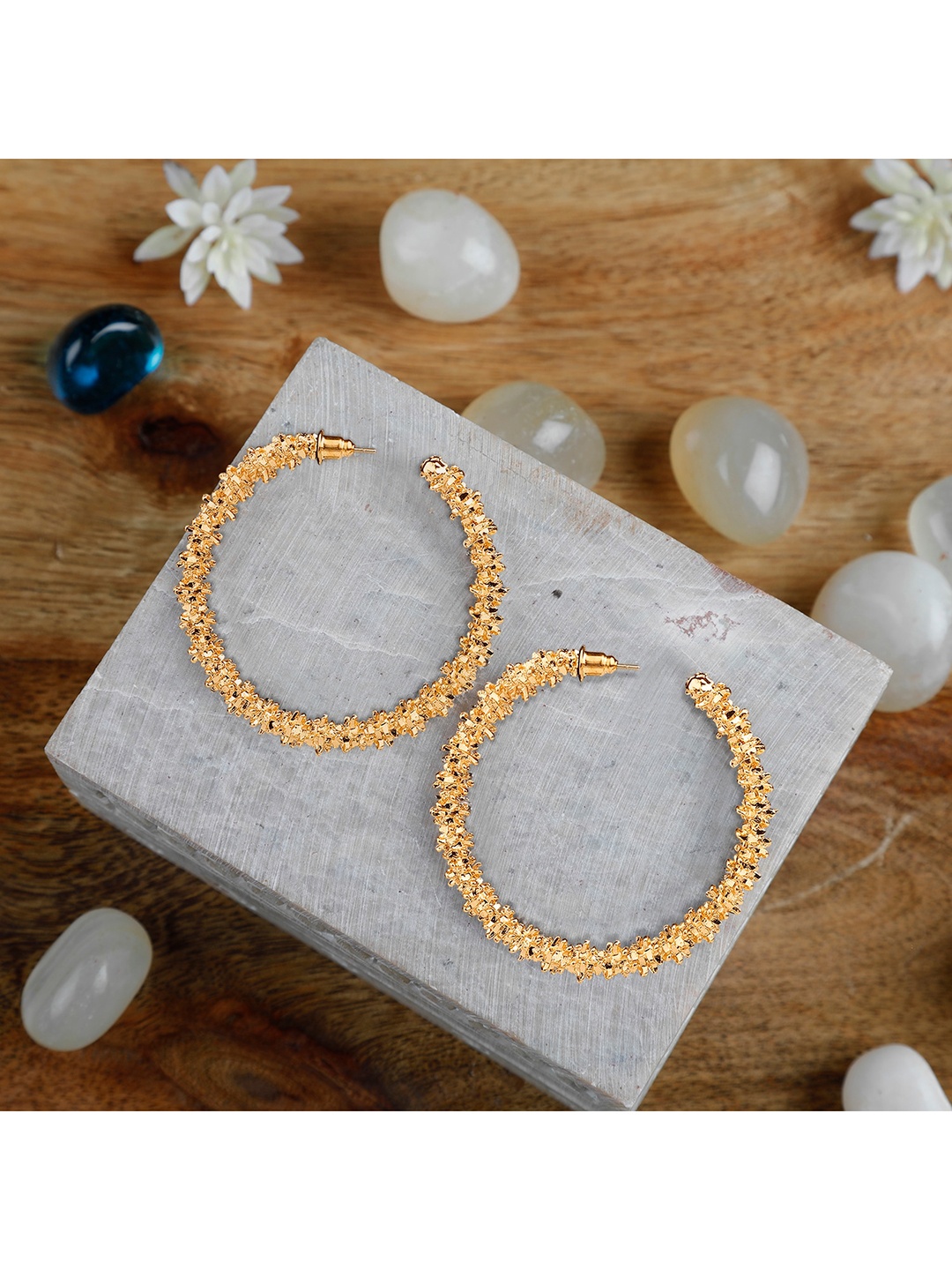 

Arendelle Gold-Toned Contemporary Half Hoop Earrings