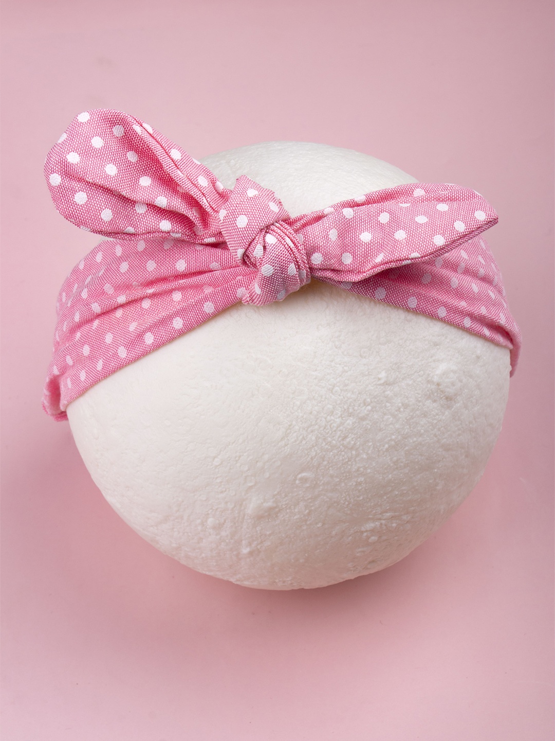 

Arendelle Girls Pink & White Polka Dot Rabbit Ear Knot Headband