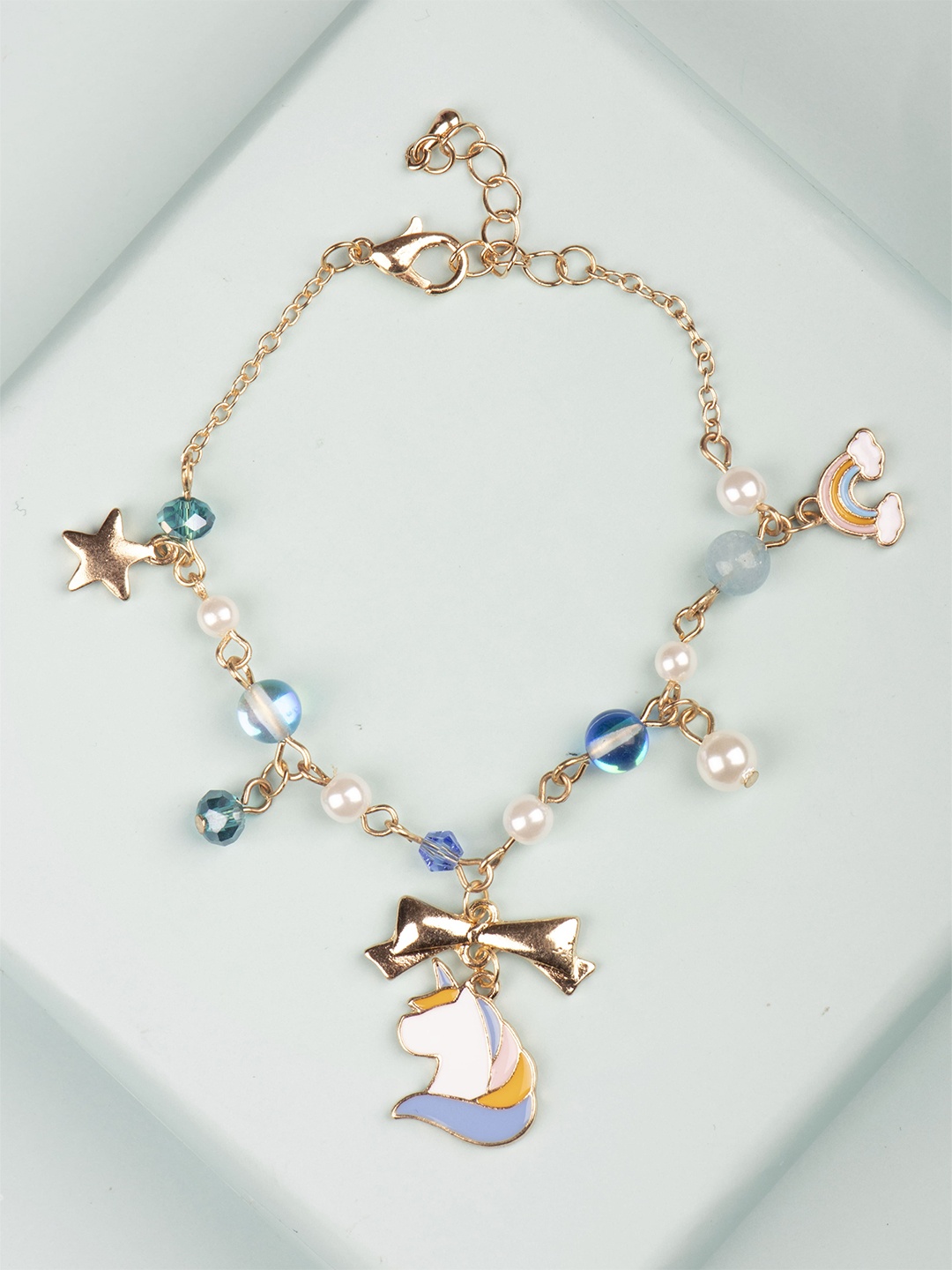 

Arendelle Girls Blue & Gold-Toned Charm Unicorn Bracelet