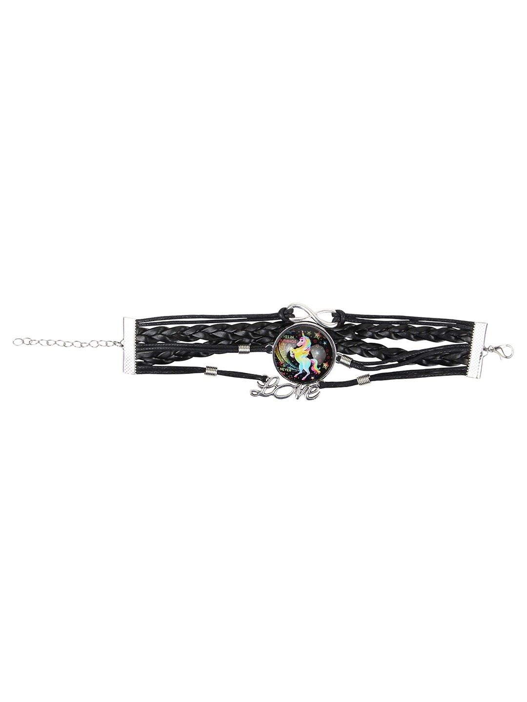 

Arendelle Girls Black & Silver-Toned Charm Bracelet