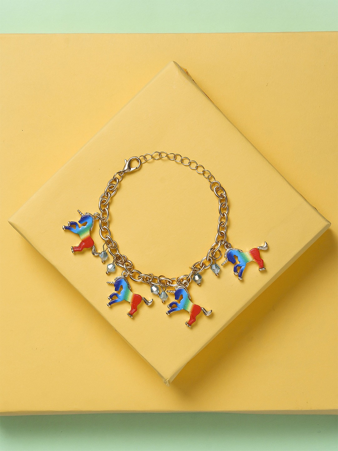 

Arendelle Girls Gold-Toned & Blue Charm Bracelet