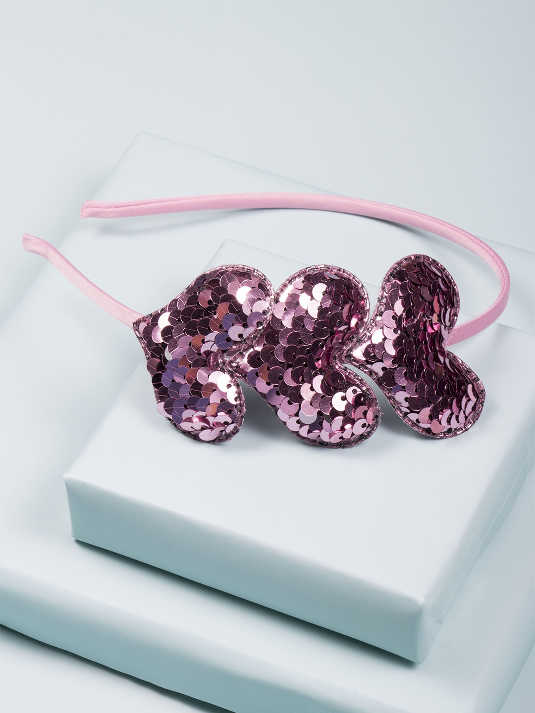 

Arendelle Girls Pink Triple Heart Sequence Embellished Hairband