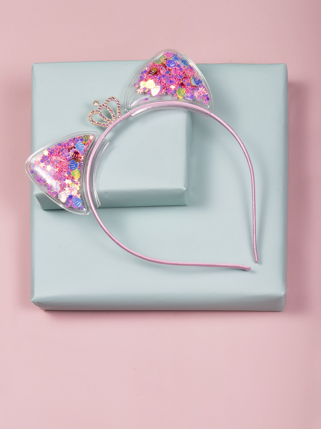 

Arendelle Girls Pink & Blue Embellished Glitter Cat Ears Hairband
