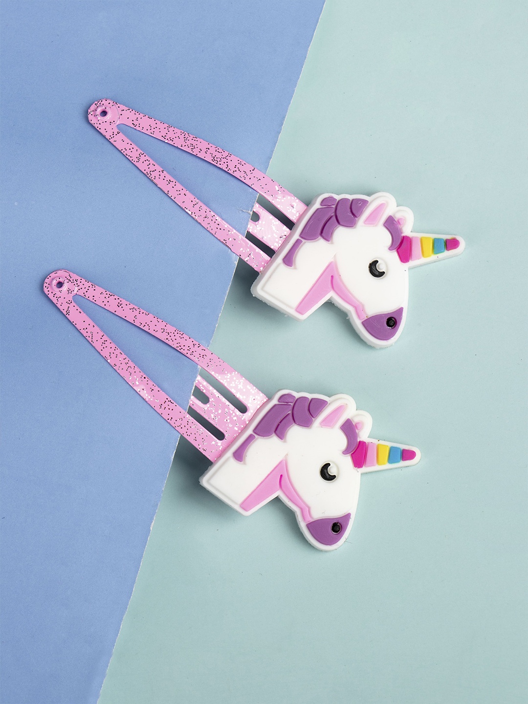 

Arendelle Girls Pink & White Set of 2 Unicorn Tic Tac Hair Clips