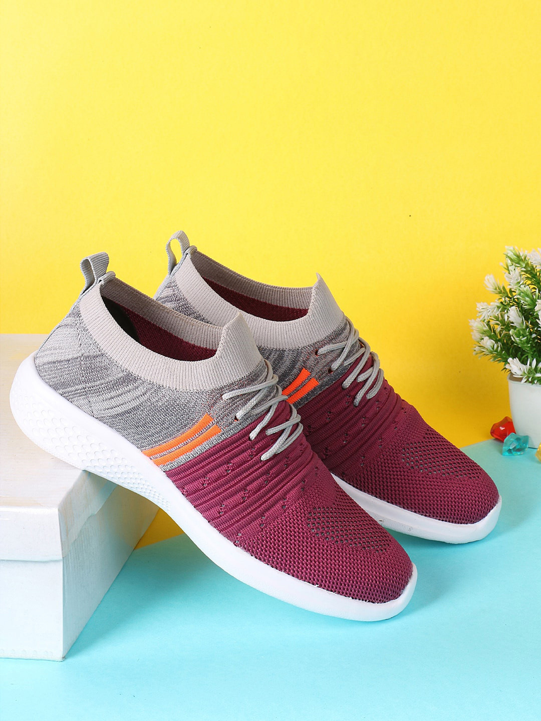 

M7 by Metronaut Women Pink & Grey Colourblocked Slip-On Sneakers