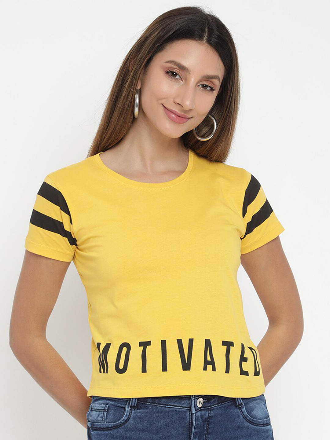 

V2 Value & Variety Mustard Yellow & Black Printed Top