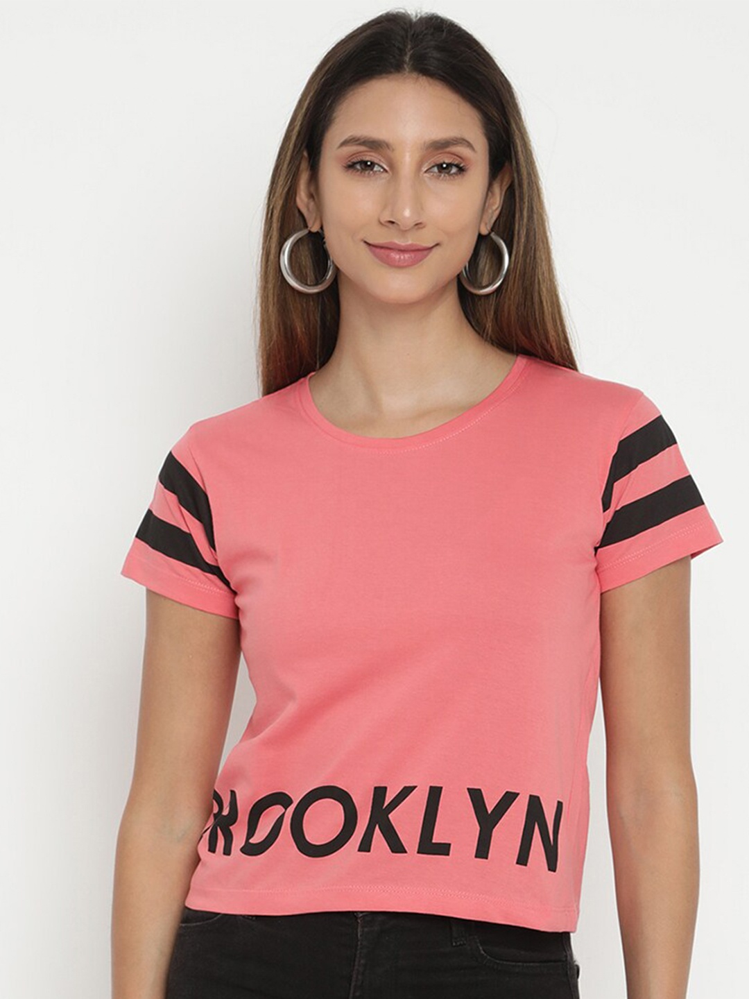 

V2 Value & Variety Pink & Black Print Pure Cotton Top