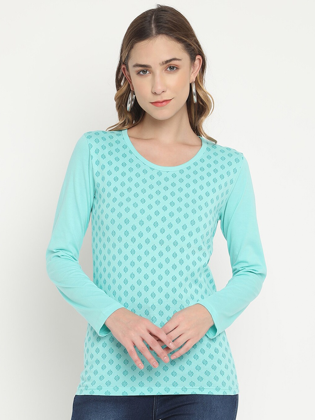 

V2 Value & Variety Sea Green Styled Back Top