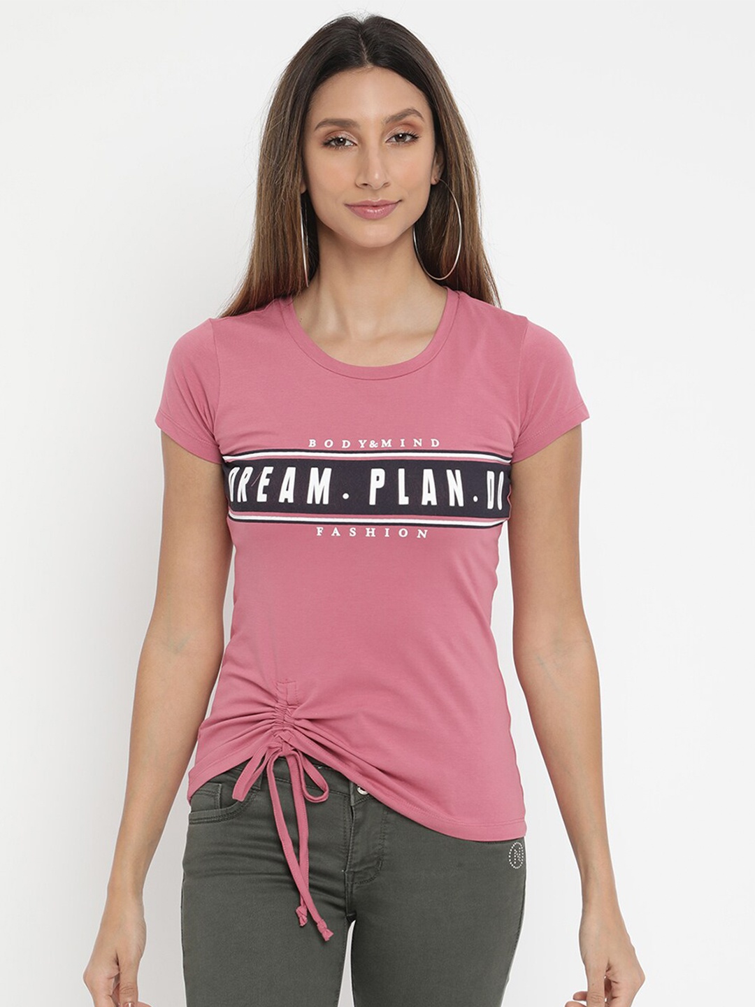 

V2 Value & Variety Pink & Black Print Pure Cotton Top