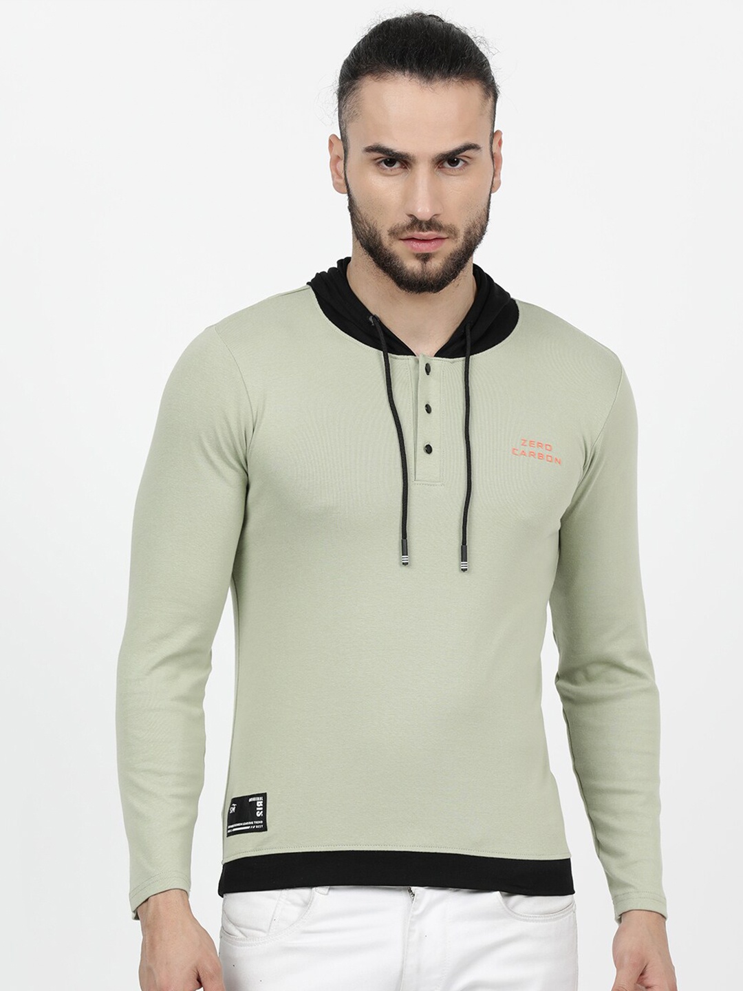 

V2 Value & Variety Men Green Hooded T-shirt
