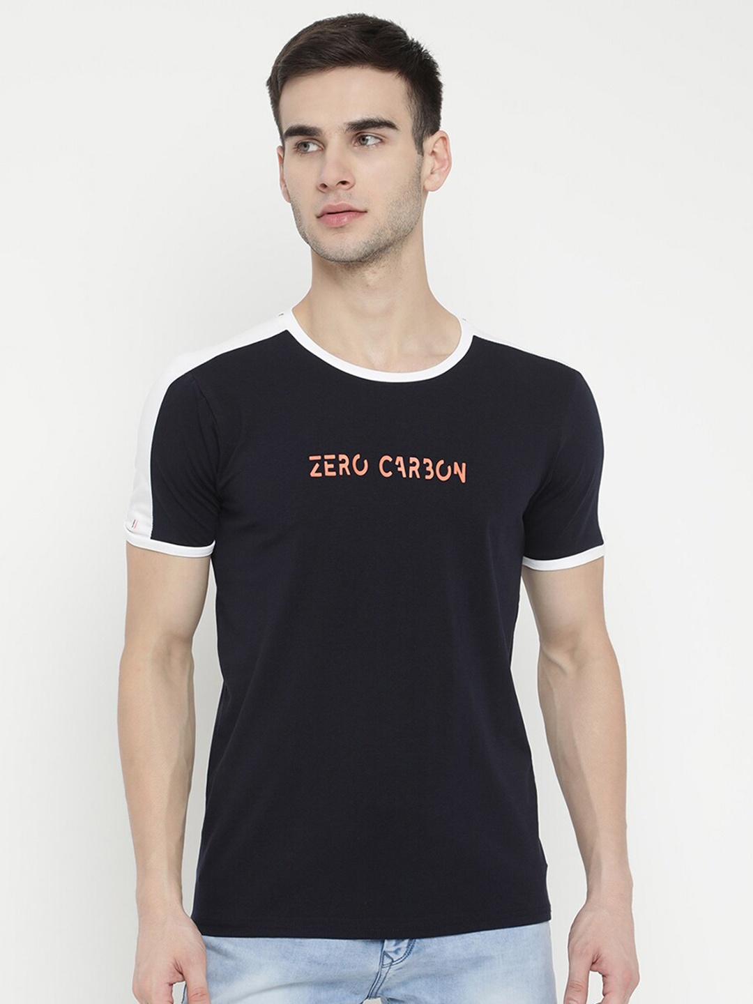 

V2 Value & Variety Men Navy Blue Typography Printed T-shirt